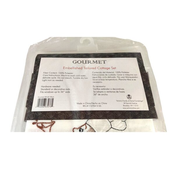 Gourmet Embellished Tailored Cottage Window Set 58" x 24" Polyester Curtain With - Picture 4 of 5